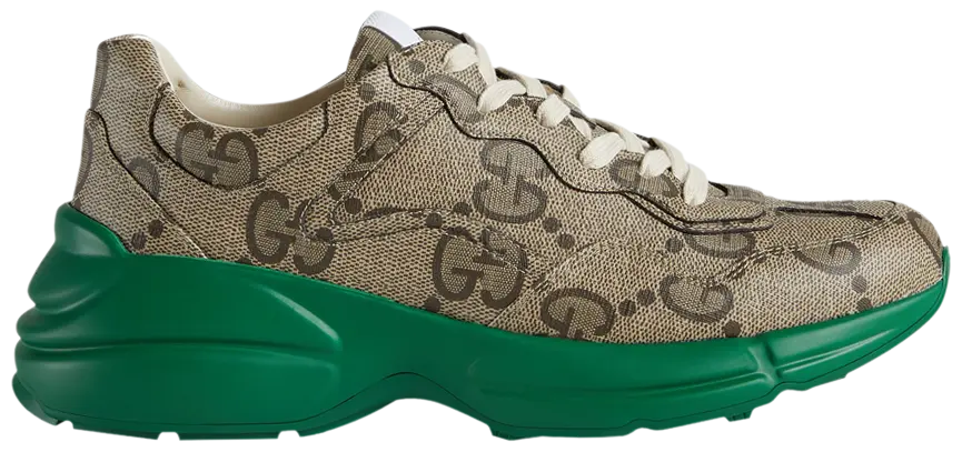 Gucci Beige Canvas Rhyton Low Top Sneakers