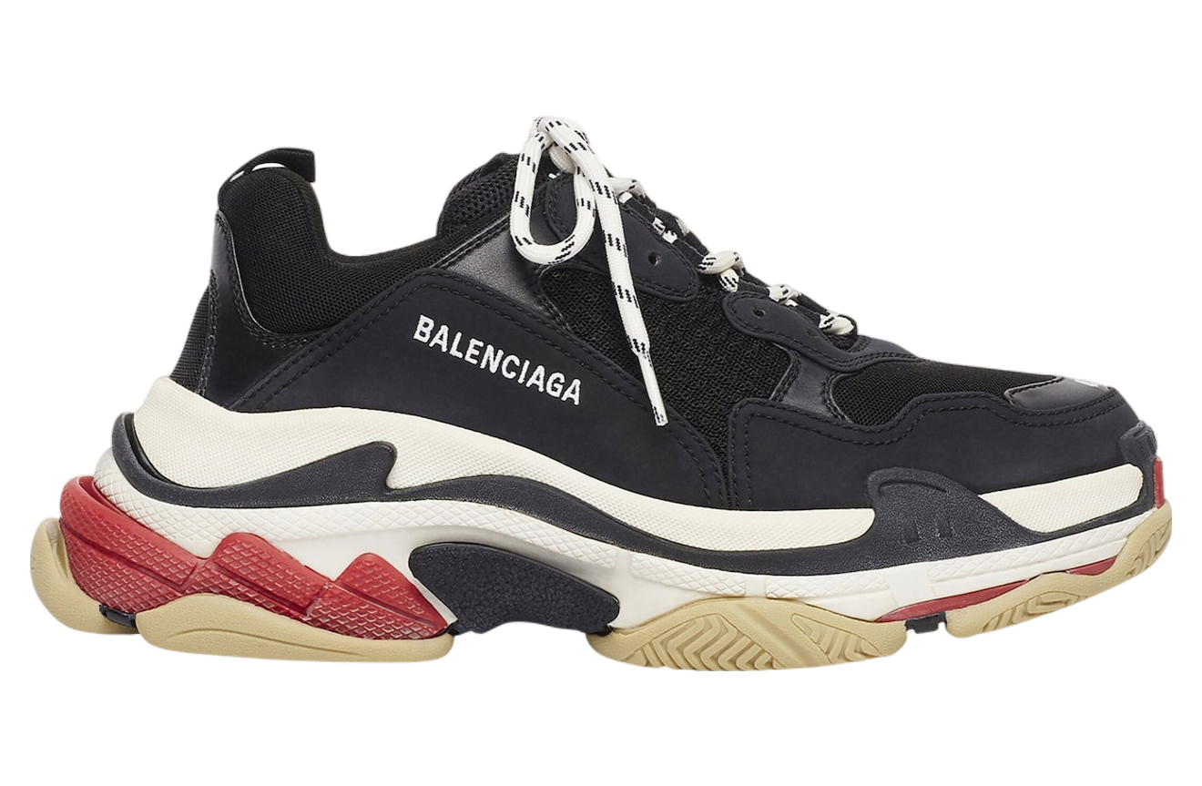 balenciaga triple s black white red