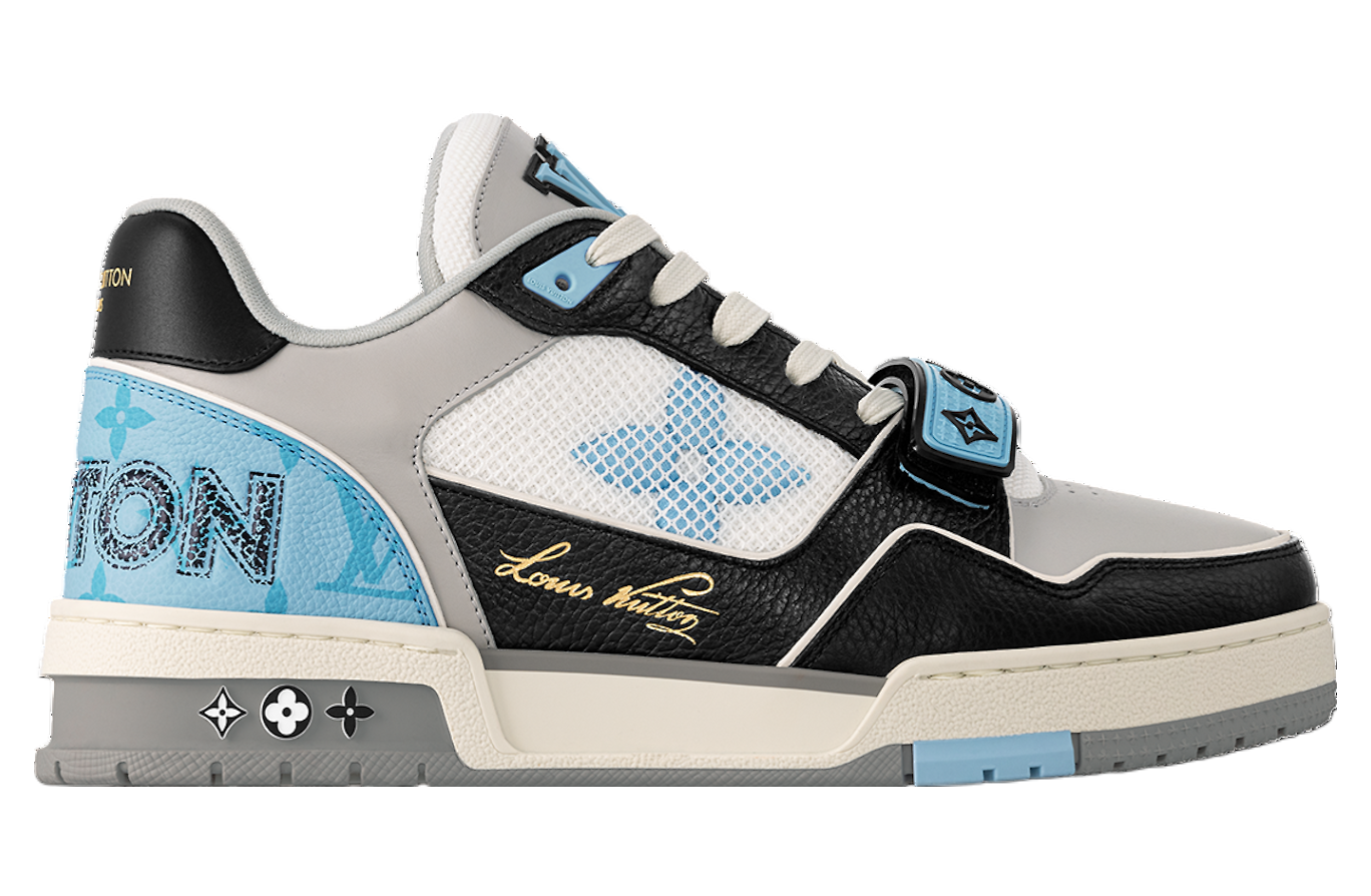 LOUIS VUITTON LV TRAINER SNEAKERS 'BLUE MONOGRAM BLACK GREY'