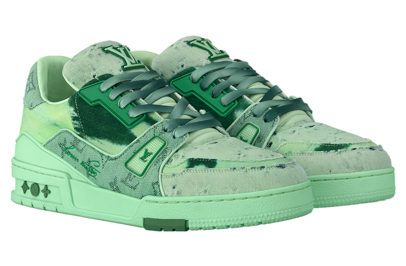 Louis Vuitton trainer green monogram denim