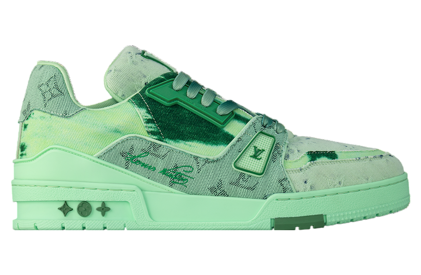 Louis Vuitton trainer green monogram denim